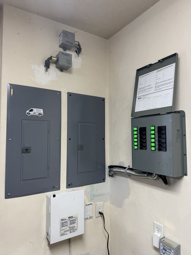 Sub panels and disconnects mounted in a mechanical room